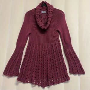 Wooden Ships Women’s Sweater Medium/Large Cowl Neck Open Knit Bell Sleeve